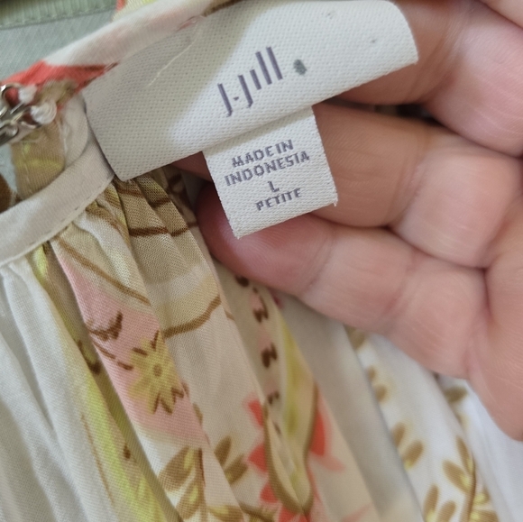 J. Jill Floral Paisley Apron Style Sleeveless Midi Summer Dress Large Petite - Picture 7 of 8